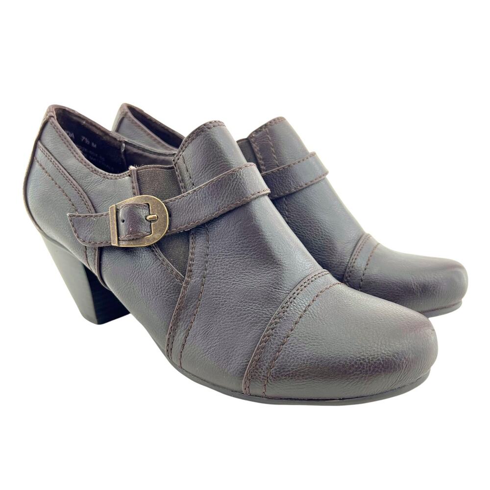 Wear.Ever (7.5) Calida Espresso Brown Faux Leather Chunky Loafer Ankle Boots